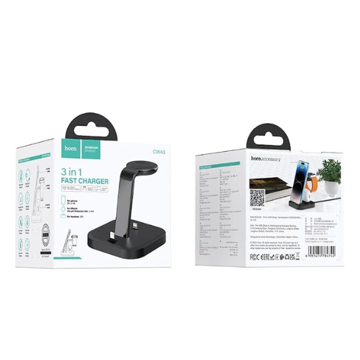 Wireless Charger hoco CW43 3in1 Fast Charger For iWatch Airpods iPhone