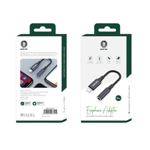 Green Lion Lightning To 3.5mm Audio Cable - Gray"