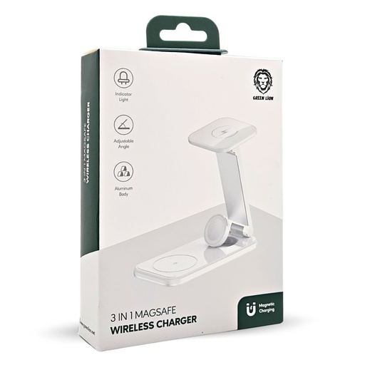 Green Lion 3 in 1 Magsafe Wireless Charger - White