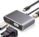 Adapter USB-C To HUB PD HDMI+VGA+USB 4 in 1
