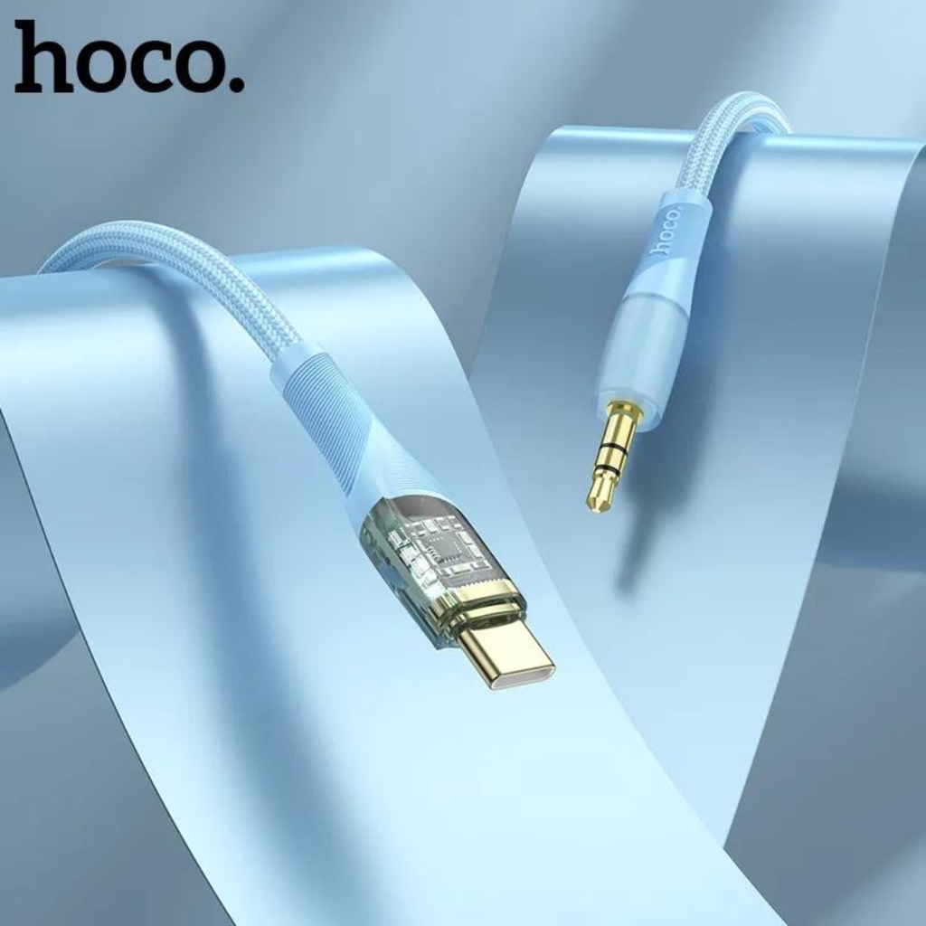Aux Cable hoco UPA25 Transparent Discovery Edition Digital Audio Conversion Cable Iphone And Type-C