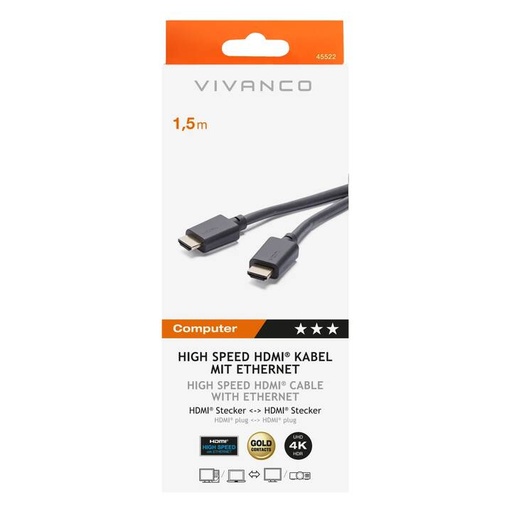 Cable HDMI vivanco High Speed 1.5m