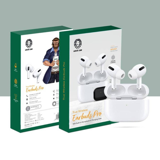 Green Lion True Wireless Earbuds Pro with Built-In Microphone & Charging Base