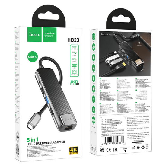 Hoco HB23 Easy view Type-C multifunction adapter(HDTV+USB3.0+USB2.0+RJ45+PD)