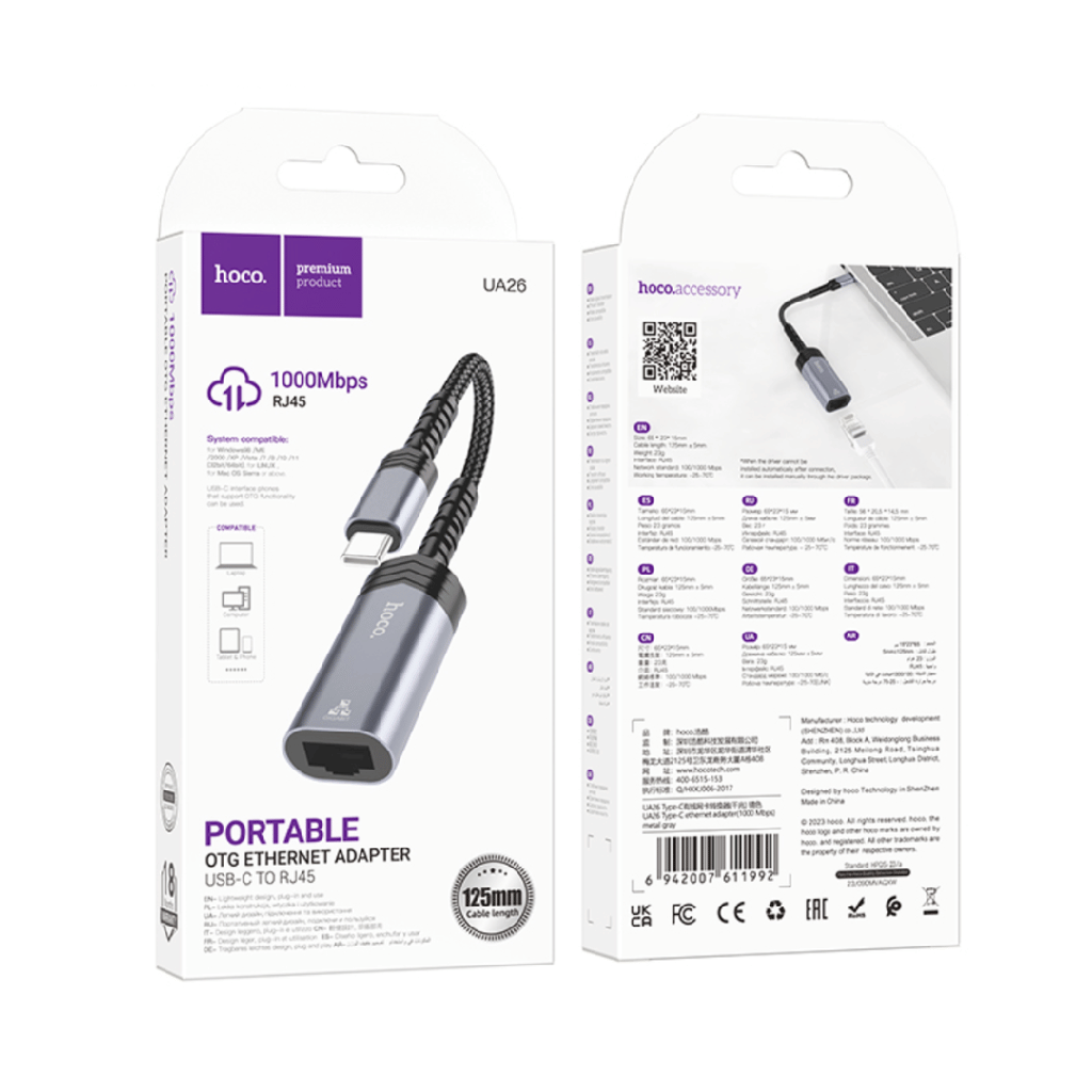 Hoco UA26 Type-C ethernet adapter(1000 Mbps)