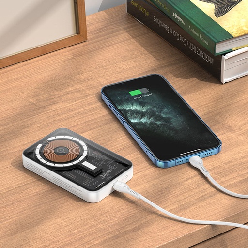 Wireless Power Bank hoco Q10 5,000 mAh Transparent and 3-in-1