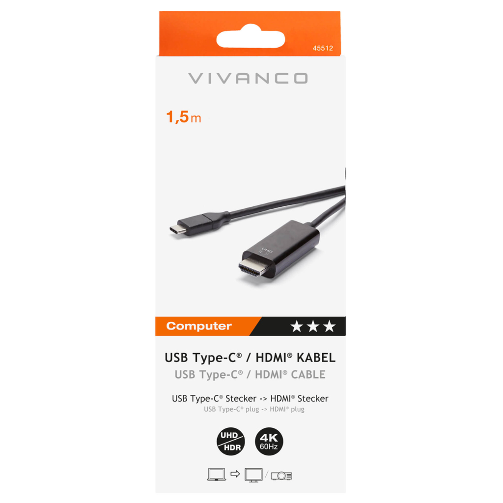Cable HDMI vivanco Type-C To HDMI 1,5m