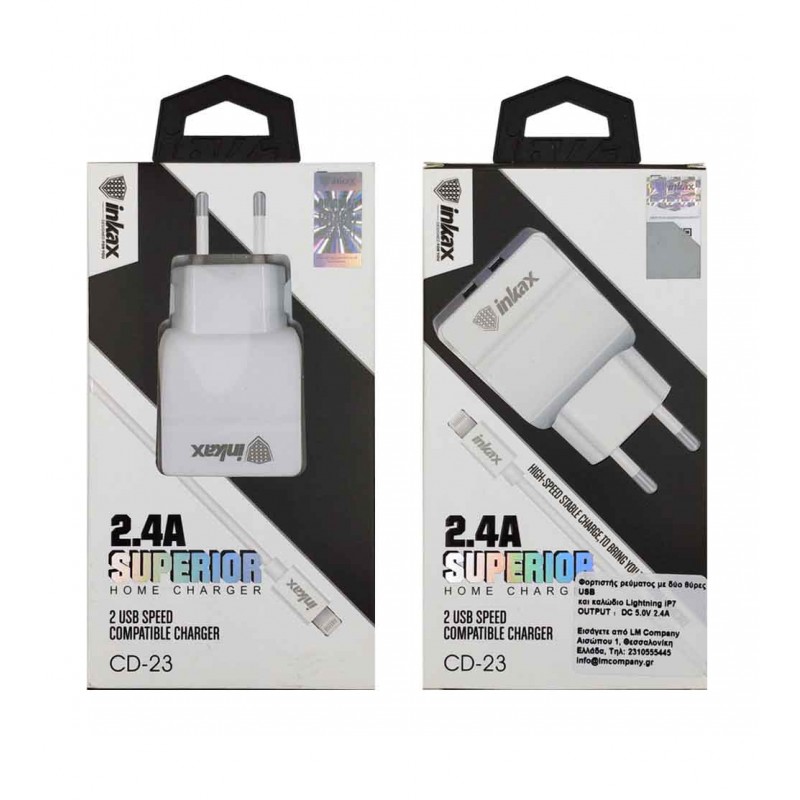 CHARGEUR INKAX 2.4 IP CD-23 2USB