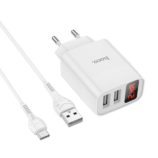 Charger hoco C63A Dual Port USB With Digital Display