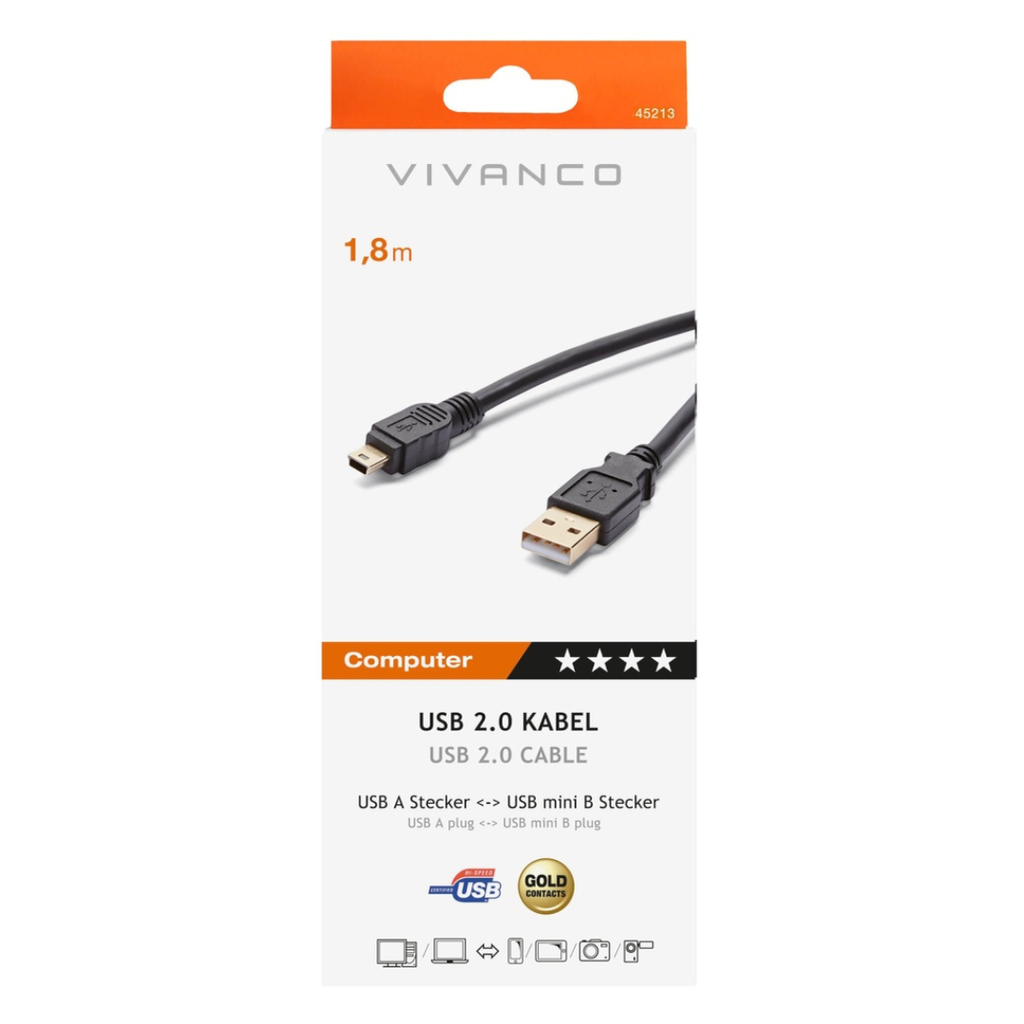 Cable vivanco USB 2.0 Certified Connection 1,8m