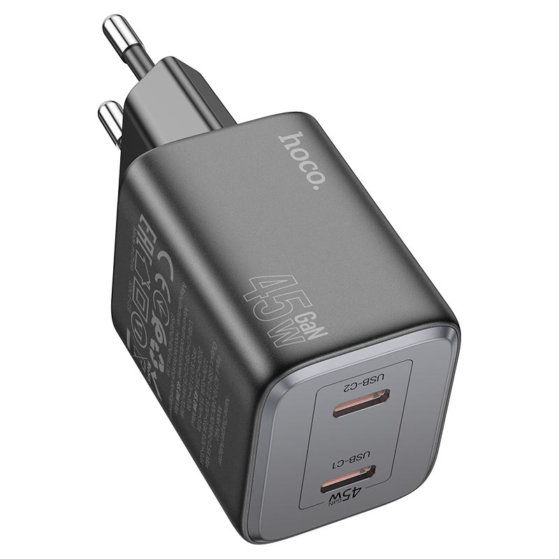 Hoco Elogiado Dual Port PD45W(2C) Charger(EU)-N42