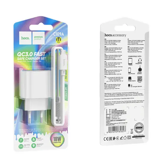 Hoco Charger 18W USB To Type-C -C109A