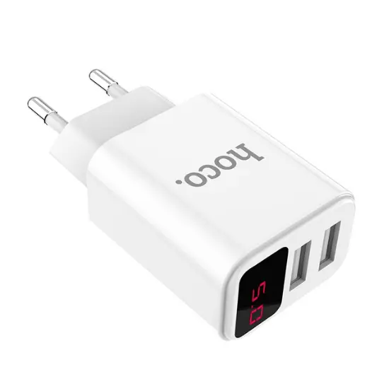 Hoco Charger Dual Port USB With Digital Display - C63A 