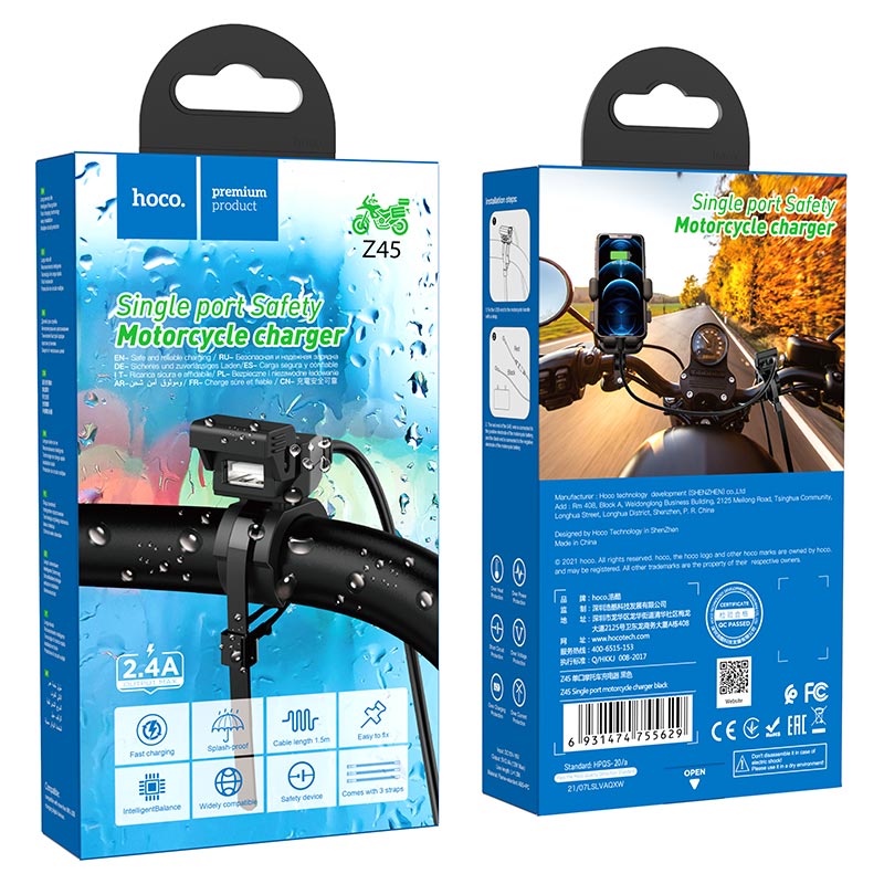 Cable hoco Z45 Single Port Motorcycle Charger