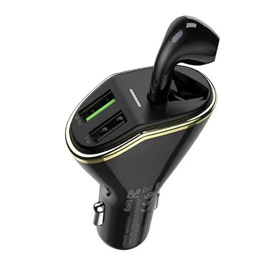 Hoco Car Charger Dual Port USB+Wireless Headset E47