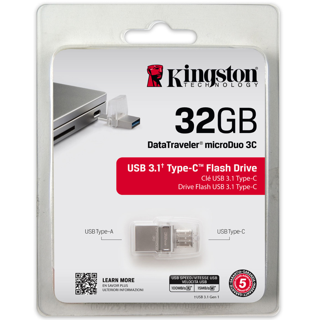 Kingston Flash Memory Data Traveler MicroDuo 3C USB3.0 type-C
