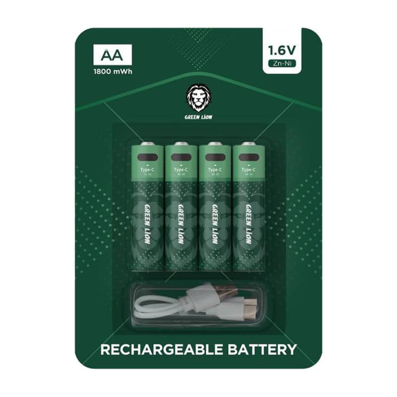 Green Lion Rechargeable Battery AA ( 4pcs/pack ) 1800mWh / 1.6V - Green"