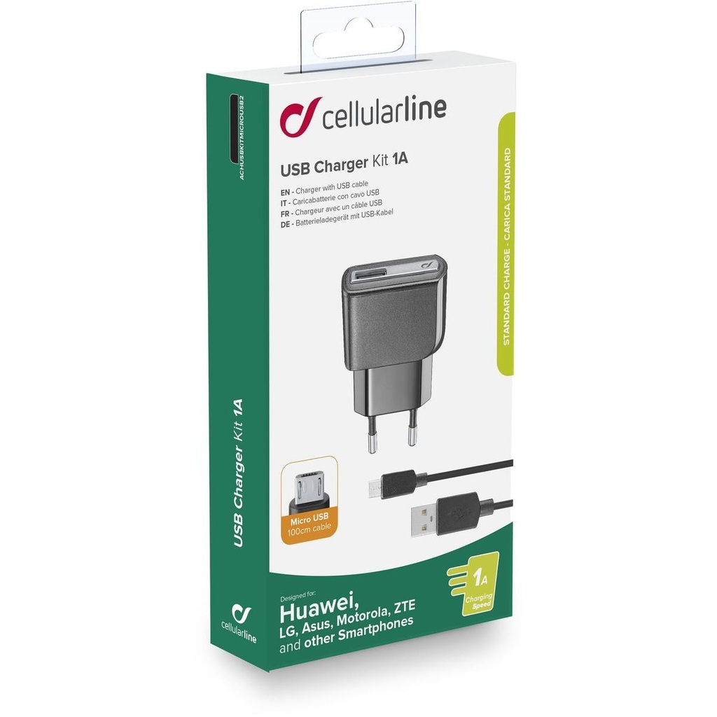 Cellularline USB Charger kit 1A - Micro USB