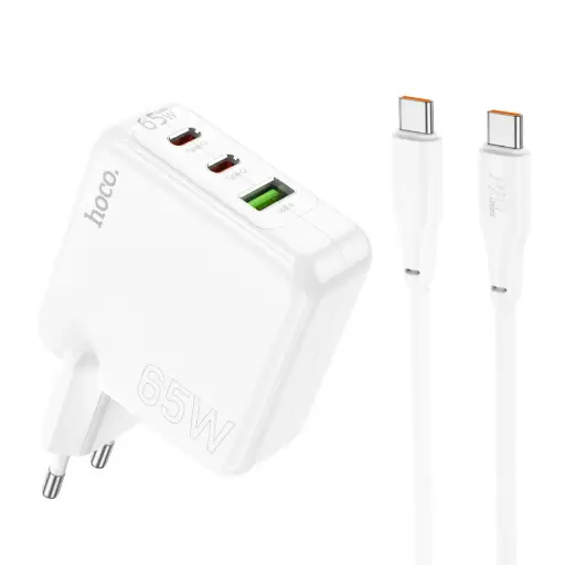 [C115A-TC] Hoco Charger Three-port 65W With Cable - C115A 
