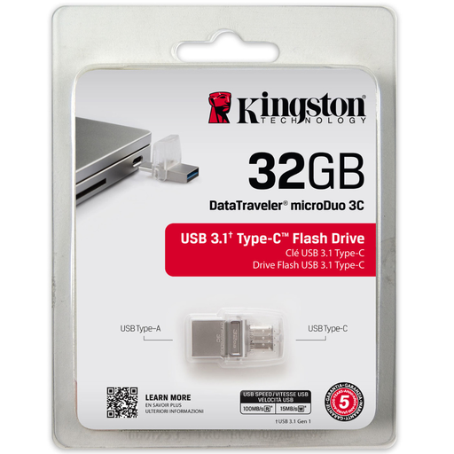 Flash Memory Kingston 32GB Data Traveler MicroDuo 3C USB3.0 type-C